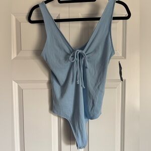 NWT Abercrombie & Fitch Light Blue Ribbed Bodysuit